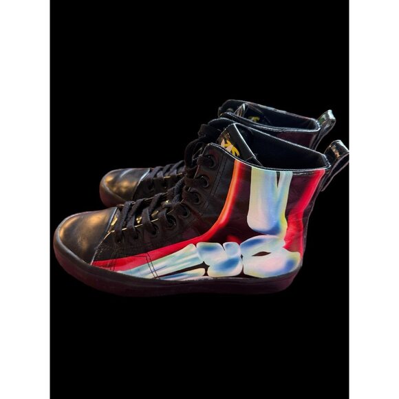 Adidas Womens Black Skeleton Graphic High Top Sneakers Size US 7 - Picture 2 of 16